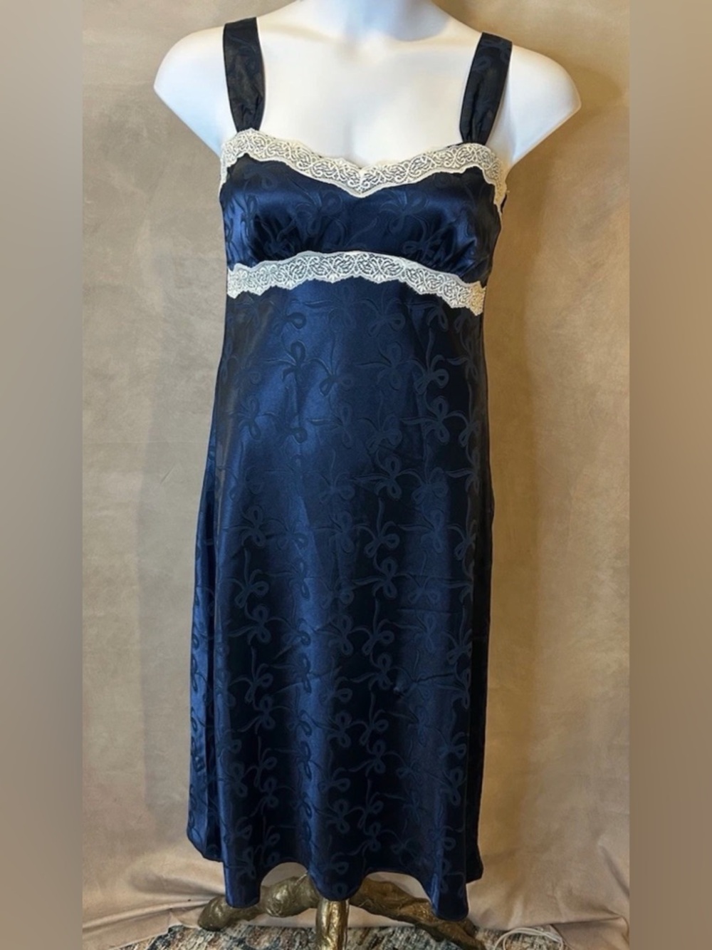 NWT Signify Blue Textured Satin Slip Dress Size L